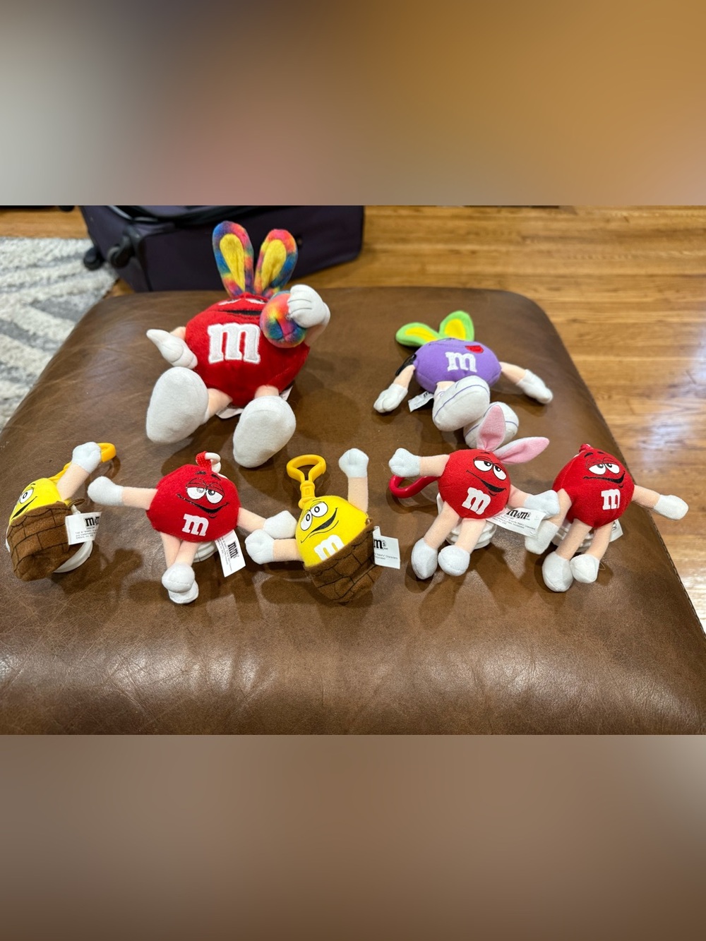 Plush M&M Character With Plastic Clip Keychain Vintage Collectible Lot Of 7